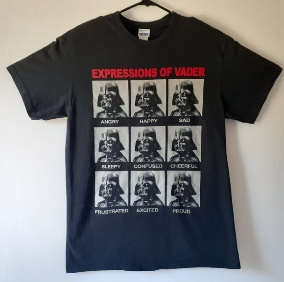 Star Wars expressions of Darth Vader men's black short sleeve t-shirt size M - Picture 2 of 8